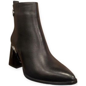 Resim Venüs 2552003k Kalın Topuk Sivri Klasik Deri Kadın Bot Siyah 