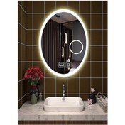 Resim GLOBAL LED MIRROR 65x85 Cm Makyaj Aynalı Dokunmatik Tuşlu Buğu Yapmayan Ledli Elips Banyo Aynası 