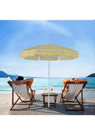 Resim 8 Telli - 200 Cm Plaj Şemsiyesi, Bahçe Şemsiyesi, Balkon Şemsiyesi, Eğilebilen Şemsiye Sarı - Beyaz 