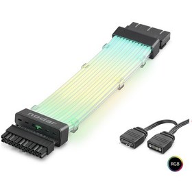 Resim 24 Pin Argb Power Supply Uzatma Kablosu Gümüş Kaplamalı Bükülebilir 2 Mm 108 Led Siyah Nd2814b 