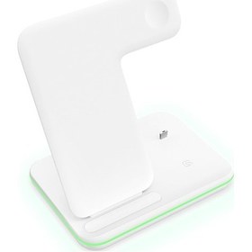 Resim Pazly 3'lü Kablosuz Şarj İstasyonu - Telefon, Saat, Kulaklık İçin Güvenli Şarj 