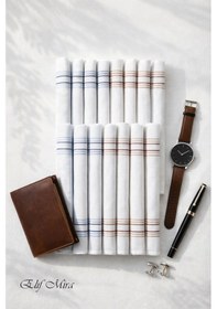 Resim Hepsine Rakip 12 Li Erkek Cep Yaka Mendil Seti 46x46 Cm Pamuklu Mirgold Lacivert 