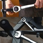 Resim 1 Adet İki--Bir Sabit Başlı Tork Anahtarı - Değiştirilebilir Manuel/Sürekli Tork Aleti, Ergonomik Tutuşlu Otomotiv Tamiri ve Genel Mekanik İşler İçin, Parlak Metalik Yüzey, Hassas Makine İşi 