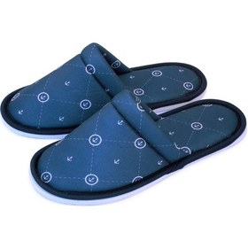 Resim Erkek Lacivert Marine Desenli Yumuşak Tabanlı Ev Terlik Lacivert 