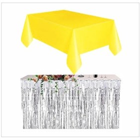 Resim Sarı Masa Örtüsü, Gümüş Masa Eteği Tüm Yaşlar 
