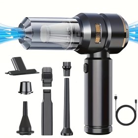 Resim Taşınabilir Kablosuz Elektrikli Süpürge | 16000PA Yüksek Güçlü Mini Süpürge Fırçasız Motor ile | Araba, Ev, Ofis, Kamp, Bilgisayar Klavyesi Laptop Toz Temizleme Aracı için Uygun, Arabalar için Kablosuz El Süpürgesi 