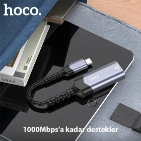 Resim Hoco UA26 Type-C Otg RJ45 Internet Adaptörü Dönüştürücü 1000 Mbps 