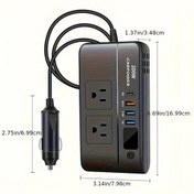 Resim Xuweiwei 200w Araç Güç İnvertörü Dc 12v 110v Ac 3 Usb 1 Type C Port Şarj Aleti Black Suv Kamyon 