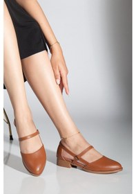 Resim Mary Kısa Topuk Cilt Ayakkabı Taba 