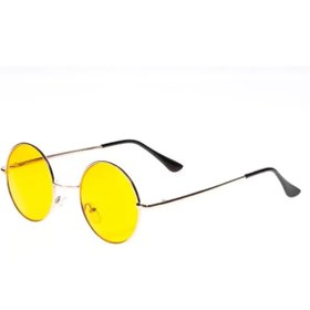 Resim John Lennon Yuvarlak Sarı Camlı Erkek Güneş Gözlüğü 