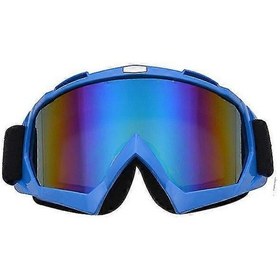 Resim Motosiklet Gözlükleri Off-road Motosiklet Gözlükleri Açık Hava Bisiklet Cam Kask Sürüş Kayak Gözlükleri Mavi Çerçeve Renk Payet 