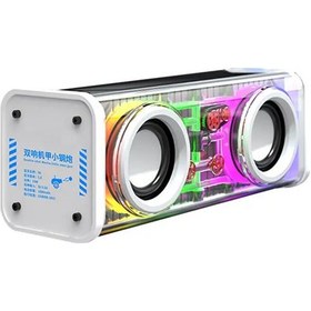 Resim Samdoo V8 Bluetooth Hoparlör, Şeffaf Rgb Işıklı, Tws Ve Tf Kart Desteği, 10w Güçlü Ses, Taşınabilir Mini Hoparlör Beyaz 
