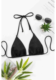 Resim Angelsin Siyah Boyundan Bağlamalı Üçgen Bikini Üstü Siyah 001 