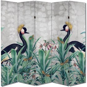 Resim dbsanat Tavus Kuşları ve Kelebekler Temalı Özel Tasarım Paravan Room Divider 180 x 200 cm 