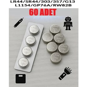 Resim Derwell 60 Adet 60'lı AG13/LR44/A76/357A/V13GA 6 Kartel Düğme Pil Hesap Makinesi/terazi/saat/oyuncak/garaj Pili Yuvarlak Pil 
