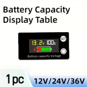 Resim 1 adet Pil Kapasite Göstergesi LCD Dijital Elektrik Metre Kurşun-asit Lityum LiFe PO4 Voltaj Test Cihazı Araba Motosiklet Pil Kapasitesi Ekranı Tablosu 
