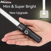 Resim Zoom Beyaz Işın Uzun Mesafe Aydınlatma Mini El Feneri, Tip-C USB Şarj Edilebilir Taşınabilir Cep Feneri, Ev ve Dış Mekan İçin, 16340 Pil ile, Alonefire 