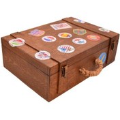 Resim Tuns Woods Dekoratif Retro Ahşap Bavul Valiz 