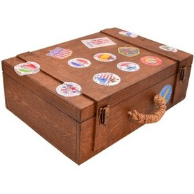 Resim Tuns Woods Dekoratif Retro Ahşap Bavul Valiz 