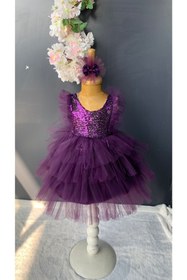 Resim Petite Ponpon Baby Kız Bebek Yenidoğan Elbisesi Elsa Elbisesi 