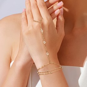 Resim 2'li Set: Cam Boncuklu ve Çok Katmanlı Kart Stili Kadın Bileklikleri ile Karışık, Şık ve Basit Tek Parmak Bilezikleri 