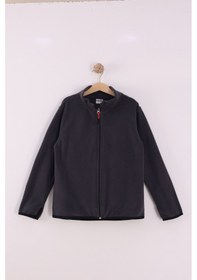 Resim Monox Çocuk Unisex Parmak Geçmeli Polar Ceket Füme 