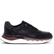 Resim Men's Black Lace-up Thick-Sole Leather Casual Sneaker Derimod