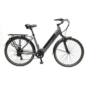 Resim Bisan Moon Elektrikli Kadın Şehir Bisikleti 47cm V 28 Jant 7 Vites Metalik Gri Siyah 