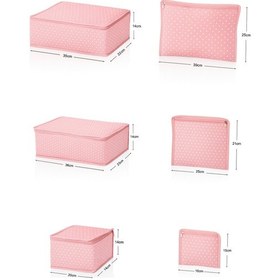 Resim Serstil 6 Parça Bebek Bakım Çanta Seti Filesiz Pembe Puantiyeli Organizer Pembe Puantiye 