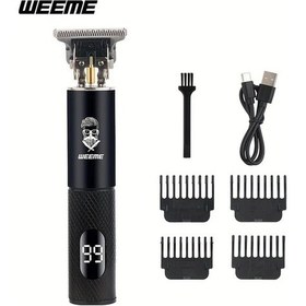 Resim Challenger Weeme Erkekler İçin 145 Saçak Lcd T Şekilli Saç Kesim Tıraş Sakal Düzeltme Makinesi Usb Şarjlı Taşınabilir 