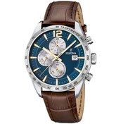 Resim Festina F16760/7 Timeless Chronograph Quartz Deri Kahverengi Mavi Kadran 44 Mm Erkek Kol Saati 