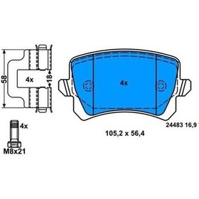 Resim BOSCH 986494344 Fren Balatası Arka Passat B7 10- Sharan 10- Tiguan 07- / A6 01- Q3 11- / Alhambra 10- 