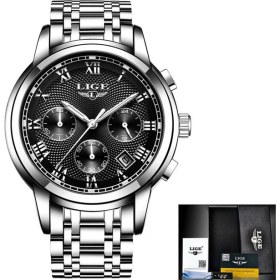 Resim Hanyang Gümüş Siyah S Yeni Lıge Saatler Erkekler Lüks Marka Kronograf Erkekler Spor Saatler Su Geçirmez Tam Çelik Kuvars Erkek Saati Relogio Masculino + Kutu (Yurt Dışından) 