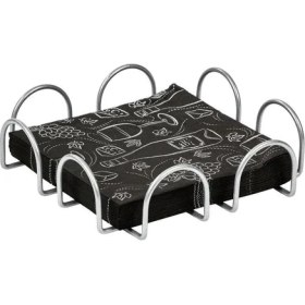 Resim Edora Home Gümüş Masa Üstü Metal Paslanmaz Dört Element Peçetelik, Lüks Sunum 