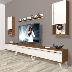 Resim Eko 270TA Mdf Retro Tv Ünitesi Tv Sehpası - Ceviz - Beyaz 