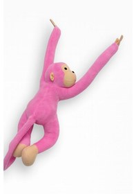 Resim Elleri Yapışan Oyun Ve Uyku Arkadaşı Peluş Maymun Oyuncak Sarılan Maymun Pembe Açık Pembe 