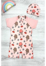 Resim My Kids Wear Dalgıç Kumaş Gizli Fermuarlı Boneli Karakter Desenli Kız Çocuk Mayo Mavi - Yeşil 