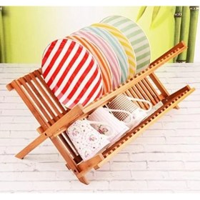 Resim 2 Katlı Bambu Katlanır Bulaşıklık ve Tabaklık, Bambu Bulaşıklık, Bambu Tabaklık - Pratik ve Çevre Dostu 2 Katlı Bambu Katlanır Bulaşıklık ve Tabaklık - Mutfakta Düzeni Kolayca Sağlayın! 