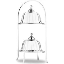 Resim Storemax Alula 2 Katlı Cam Kapaklı Kek Fanusu Silver 