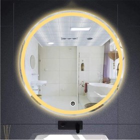 Resim Global Led Mirror 45 cm Kumlamalı Dokunmatik Tuşlu Yuvarlak Ledli Ayna Duvar Salon Banyo Wc Ofis Yatak Odası Boy Ledli Ayna 