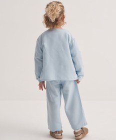 Resim Unisex Çocuk Dökümlü Pamuklu Beli Lastikli Pantolon Mavi - 2-3 Yaş 