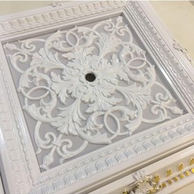 Resim Saray Tavan Göbek Panel 72cm*72cm Beyazaltın Içerisine Led Döşenebilir Panel gri 