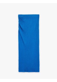 Resim Koton Bürümcük Kumaş Drape Detaylı Dokulu Midi Kobalt Mavi Kalem Etek Mavi 6sak10005uk 