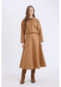 Resim DeFacto Regular Fit Süet Uzun Kollu Gömlek Tunik E5917AX24WNBG138 