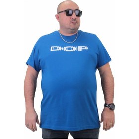 Resim Moc Grande Mocgrande Erkek Büyük Beden Sıfır Yaka Tişört Dop 23176 Saks Mavisi 