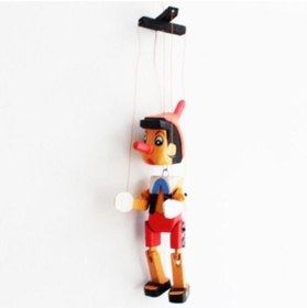 Resim DOĞAL AHŞAP OYUNCAKLAR Unisex Çocuk Renkli Ahşap İpli Kukla Pinokyo Oyuncağı 30 cm 