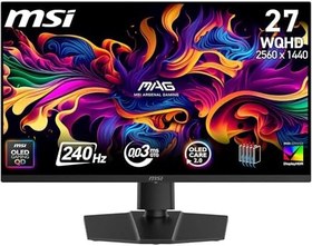 Resim MSI 26.5 MAG 273QP QD-OLED X24, Oyun Monitörü, WQHD, 16:9, Flat, QD-OLED, 240Hz, 0.03ms, FreeSync Premium Pro 