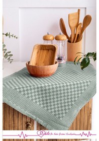 Resim 2 Adet 40x60 Dama Desen Mutfak Havlusu, Sunum Havlusu, Dekoratif Havlu Yeşil 