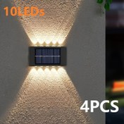 Resim 10 LED Güneş Enerjili Dış Mekan Duvar Işığı (6 LED Güneşli Duvar Işıklı Yükseltilmiş Parlaklık), Kablolama Gerektirmez, Kolay Kurulum, Ön Kapı, Arka Bahçe, Garaj, Veranda, Villalar, Park ve Bahçeler için Uygun, Dayanıklı ABS Malzeme, Güneşle Çalışır, Şık ve Uzun Ömürlü 