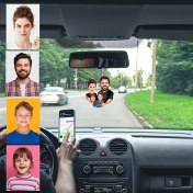 Resim Kişiye Özel Karikatürlü Eş Ahşap - Araba Dikiz Ayna Süsü Çİft Taraflı Tasarım-Tüm Araçlarla uyumlu 